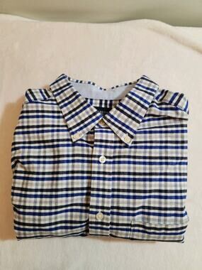 Charles Tyrwhitt Cotton Flannel Shirt Mens Large Blue Plaid Long Sleeve Gorpcore